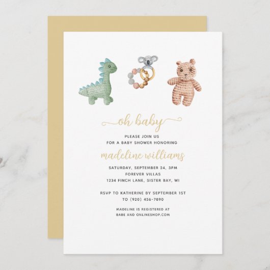 BOHO Baby Speys Neutral Oh Baby shower Kaart (Voorkant / Achterkant)