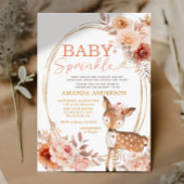 Boho Baby Sprinkle Little Deer Floral Baby shower Kaart