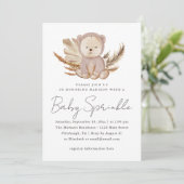 Boho Baby Sprinkle Uitnodiging met zoet Beer (Staand voorkant)