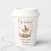 Boho Baby Stroller Minimalist Baby Shower Papieren Bekers (Achterkant)