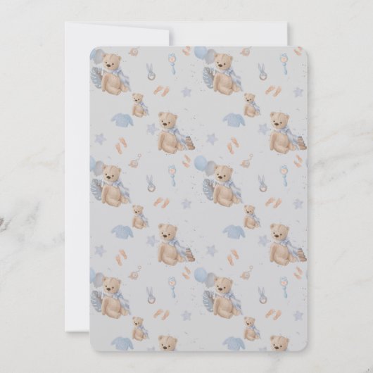 Boho baby teddy beer Baptism Invitation Kaart (Achterkant)