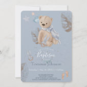Boho baby teddy beer Baptism Invitation Kaart (Voorkant)