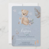 Boho baby teddy beer Baptism Invitation Kaart (Voorkant)