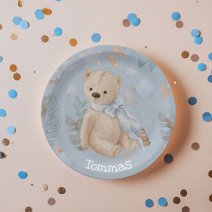 Boho baby teddy draagt papieren Borden Bordje