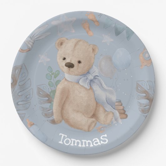 Boho baby teddy draagt papieren Borden Papieren Bordje (Voorkant)
