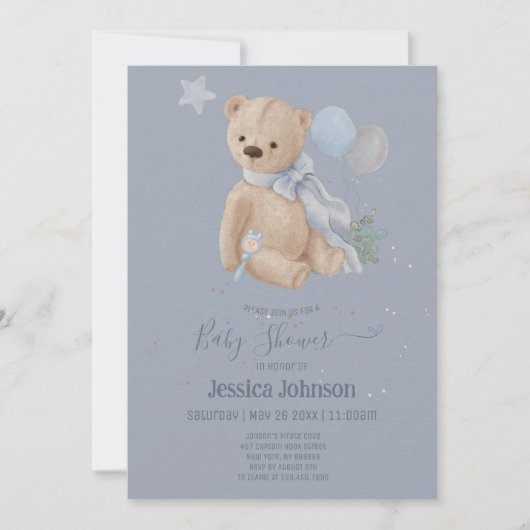 Boho baby teddybeer Baby shower Kaart (Voorkant)