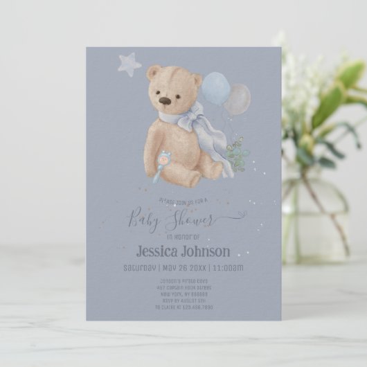 Boho baby teddybeer Baby shower Kaart (Staand voorkant)