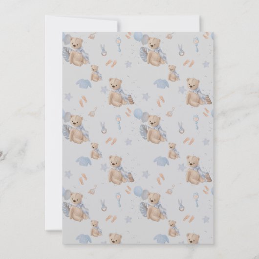 Boho baby teddybeer uitnodiging (Achterkant)