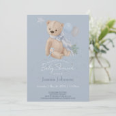 Boho baby teddybeer uitnodiging (Staand voorkant)