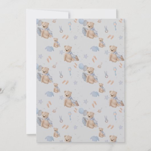 Boho baby teddybeer uitnodiging (Achterkant)