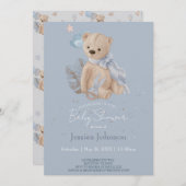 Boho baby teddybeer uitnodiging (Voorkant / Achterkant)