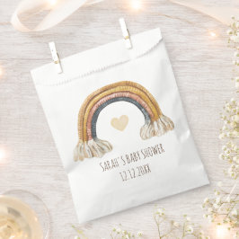 Boho Baby Waterverf Rainbow Heart Beige Favor Bag Bedankzakje