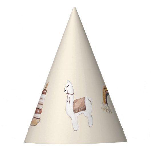 Boho Baby Waterverf Rainbow Lama Party Pet Feesthoedjes (Voorkant)