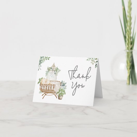 Boho Baby Wieg Baby shower Bedankkaart (Voorkant)