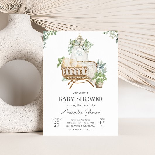 Boho Baby Wieg Baby shower Kaart