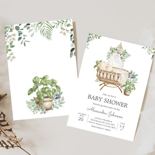 Boho Baby Wieg Baby shower Kaart