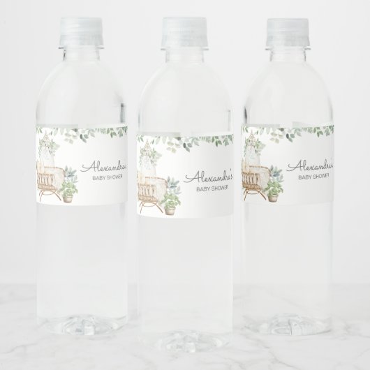 Boho Baby Wieg Baby shower Waterfles Etiket (Flessen)