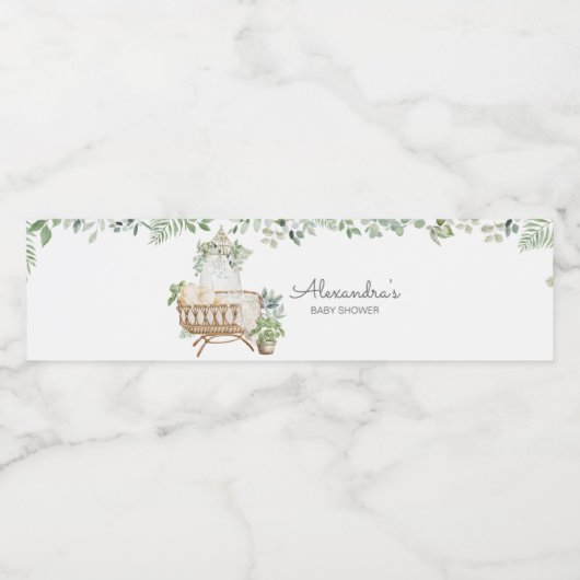 Boho Baby Wieg Baby shower Waterfles Etiket (Enkel label)