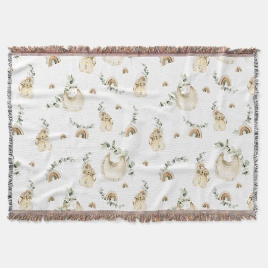 Boho babybibs regenbogen botanisch groenpatroon deken (Voorkant)