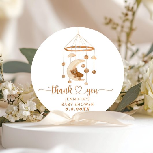 Boho babykamer mobiel bedankt ronde sticker