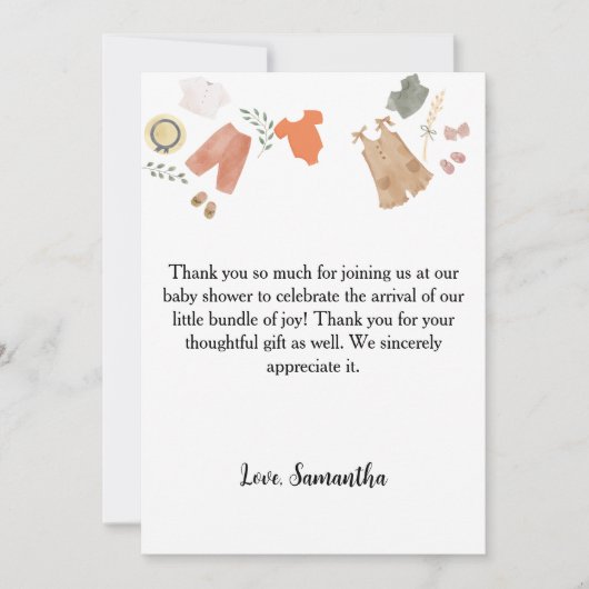 Boho babykleding bedankt baby shower (Voorkant)