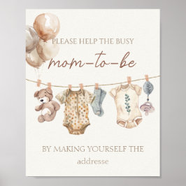 Boho Babykleding Bezige Mom-to-Be Adres Poster