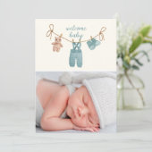 BOHO Babykleding Geboorte Aankondiging Kaart (Staand voorkant)
