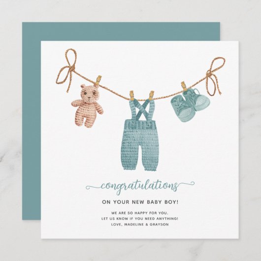 BOHO Babykleding Gefeliciteerd Kaart (Voorkant / Achterkant)