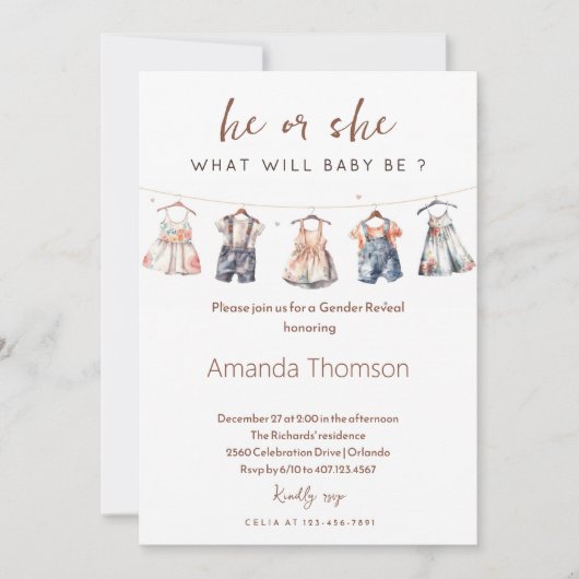 Boho Babykleding Geslacht onthullen Kaart (Voorkant)