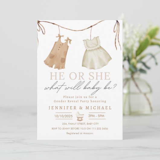 Boho Babykleding Geslacht onthullen Kaart (Staand voorkant)