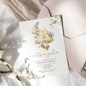 Boho  babykleding Het is een meisje baby shower Kaart