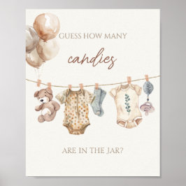 Boho Babykleding Raad hoeveel Snoepjes Poster