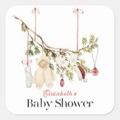 Boho Babykleding Wasserij Baby shower Vierkante Sticker (Voorkant)