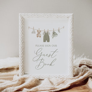 Boho babykleren baby shower gast boek teken poster