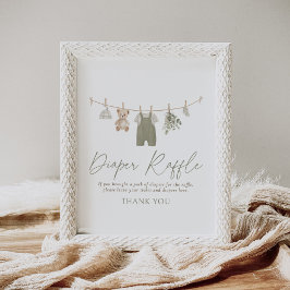 Boho babykleren baby shower luier raffle bord poster