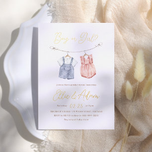 Boho Babykleren Geslacht Reveal Folie Uitnodiging