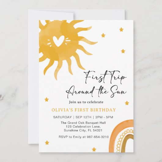 Boho Baby's Eerste Jaar Rond de Zon Kaart (Voorkant)