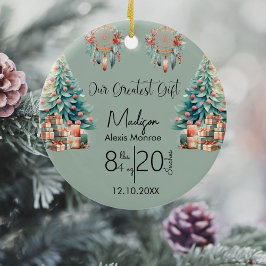 Boho Baby's eerste kerstgeboortedatum Keramisch Ornament