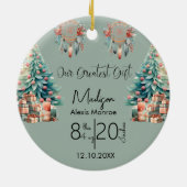 Boho Baby's eerste kerstgeboortedatum Keramisch Ornament (Achterkant)