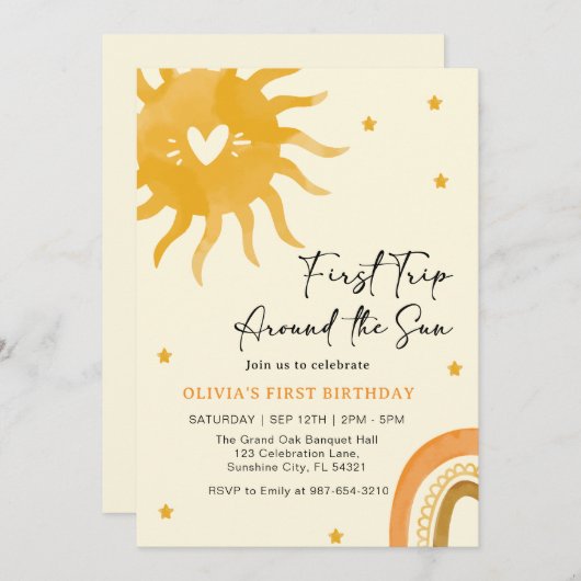 Boho Baby's Eerste Levensjaar Rond de Zon Kaart (Voorkant / Achterkant)