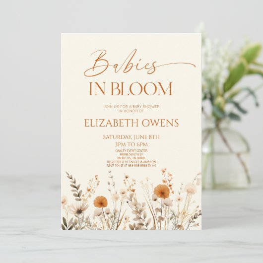 Boho baby's in bloei Wildflower Baby shower Kaart (Staand voorkant)