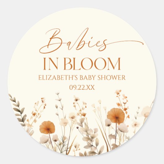 Boho Baby's in Bloom Wildflower Twins Baby shower Ronde Sticker (Voorkant)