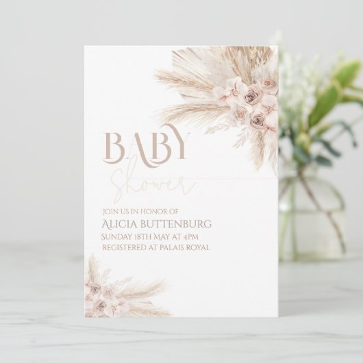 Boho babyshower uitnodiging (Staand voorkant)
