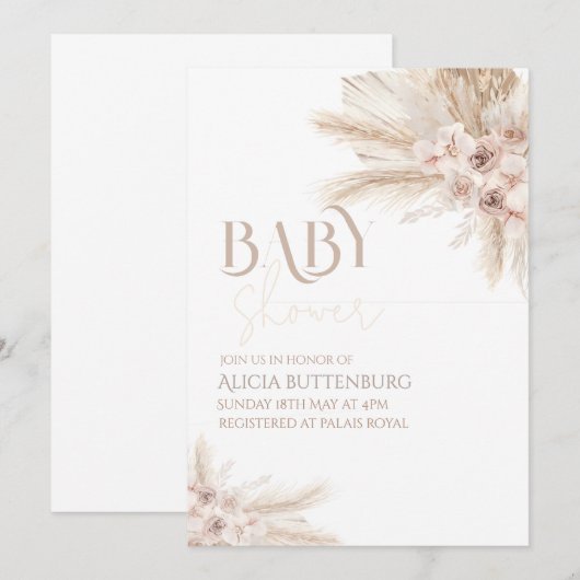 Boho babyshower uitnodiging (Voorkant / Achterkant)
