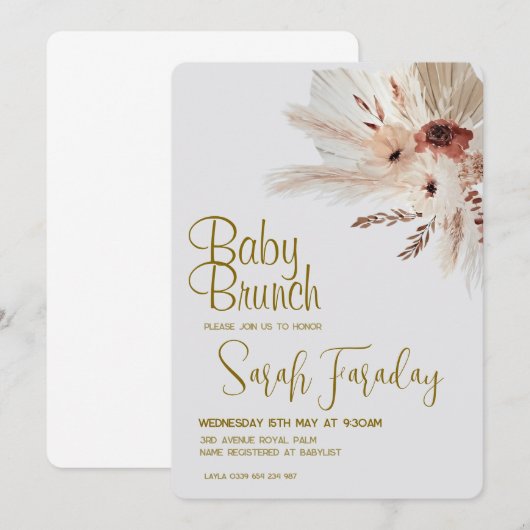 Boho babyshower uitnodiging (Voorkant / Achterkant)