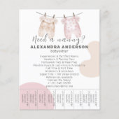 Boho Babysitter Waterverf Service Tear-Off Flyer (Voorkant)