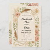 Boho Bachelorette Bash Invitation | Neutral Floral Kaart (Voorkant / Achterkant)
