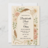 Boho Bachelorette Feest Uitnodiging | Neutrale Blo (Voorkant)