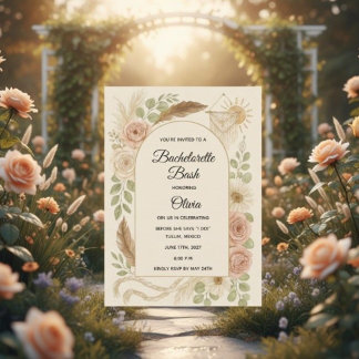 Boho Bachelorette Feest Uitnodiging | Neutrale Blo