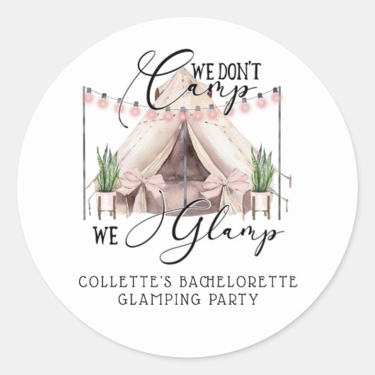 Boho Bachelorette Glamping Feest Ronde Sticker (Voorkant)